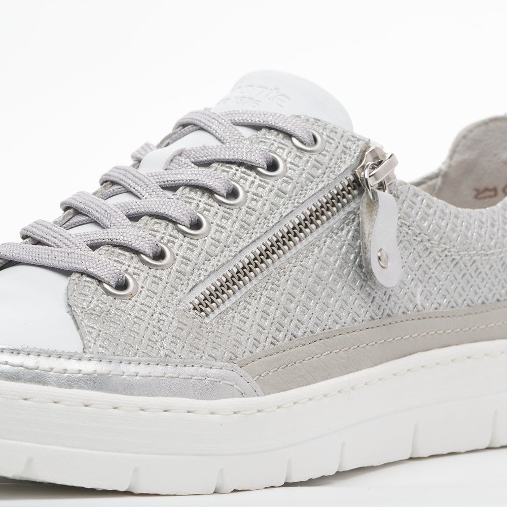 Remonte D5826-90 Silver Lace or Side Zip Leather Casual Shoes