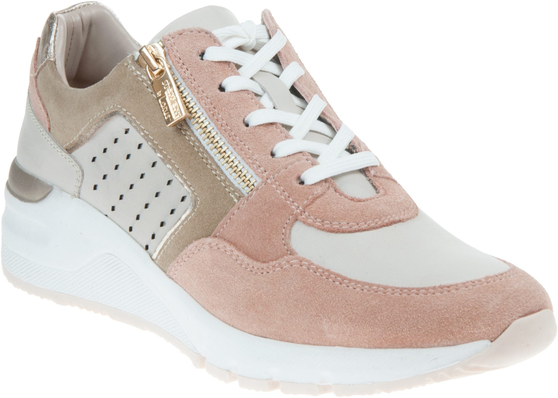 Trainers Lotus Womens Shoes Lotus Salma Pink/Nude Wedge Zip Lace