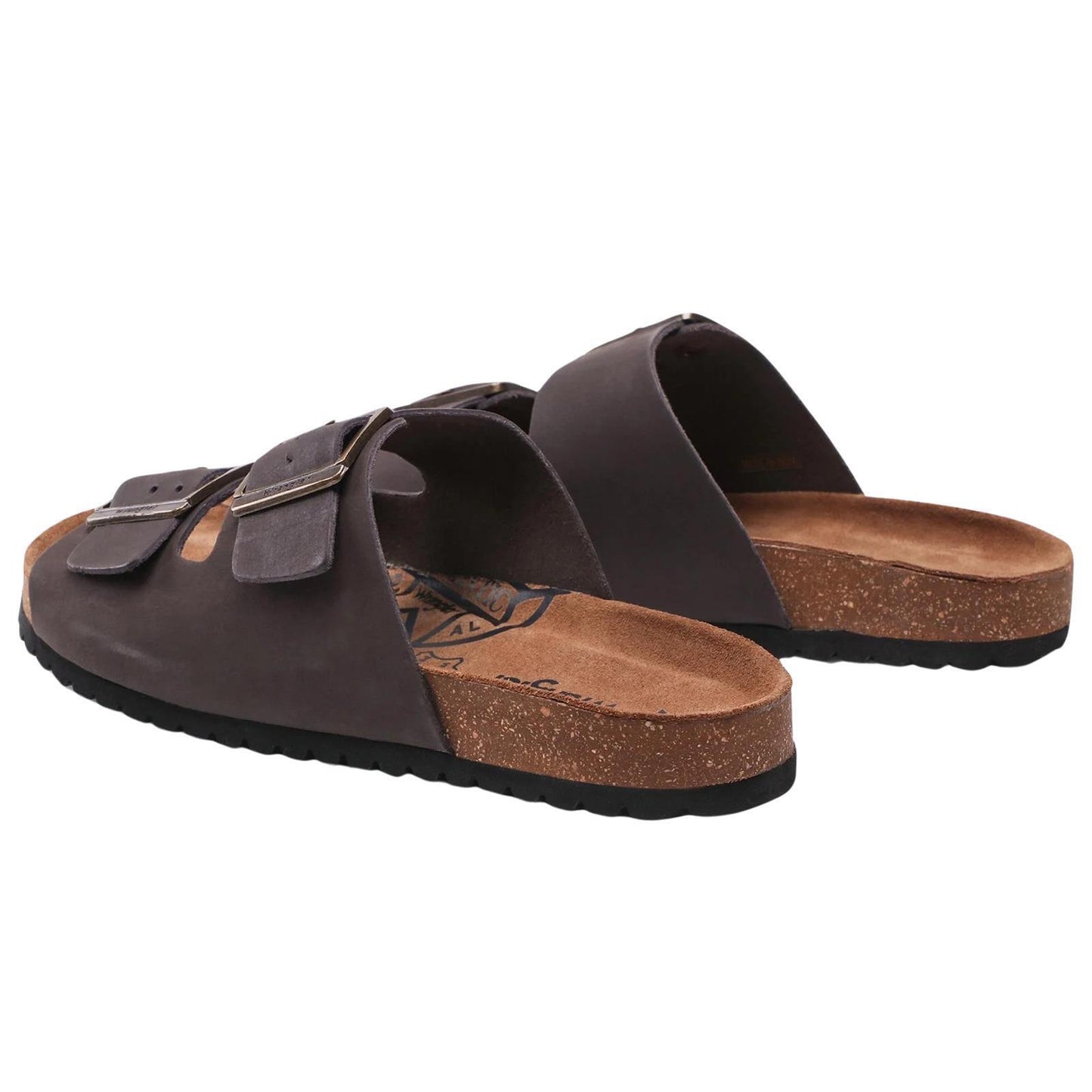 Wrangler Mens Ranch Dark Brown Two Strap Adjustable Slip On Sandals WL21140A