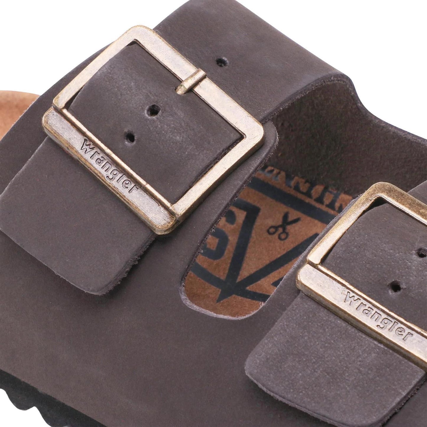 Wrangler Mens Ranch Dark Brown Two Strap Adjustable Slip On Sandals WL21140A