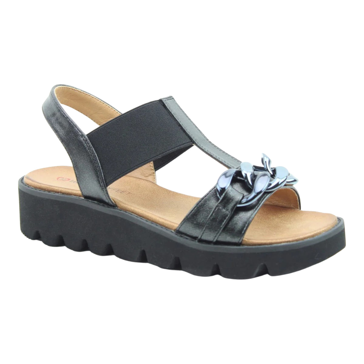 Heavenly Feet Womens Lulu Black Platform Vegan Sandals