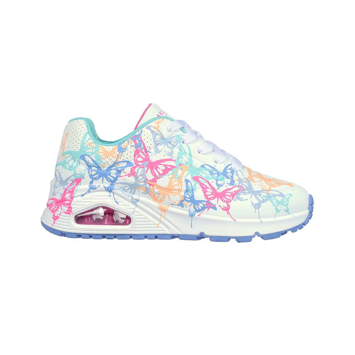 Skechers Kids Uno Gen 1 Butterfly Zooms White Multi Memory Foam Trainers Shoes