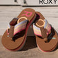 Roxy Girls Chika Hi Baja Blue/Crazy Pink Flip Flops Beach Toe Post Sandals