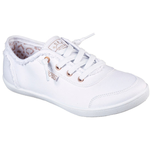 Skechers Womens Bobs B Cute White Canvas Vegan Slip On Pumps Shoes