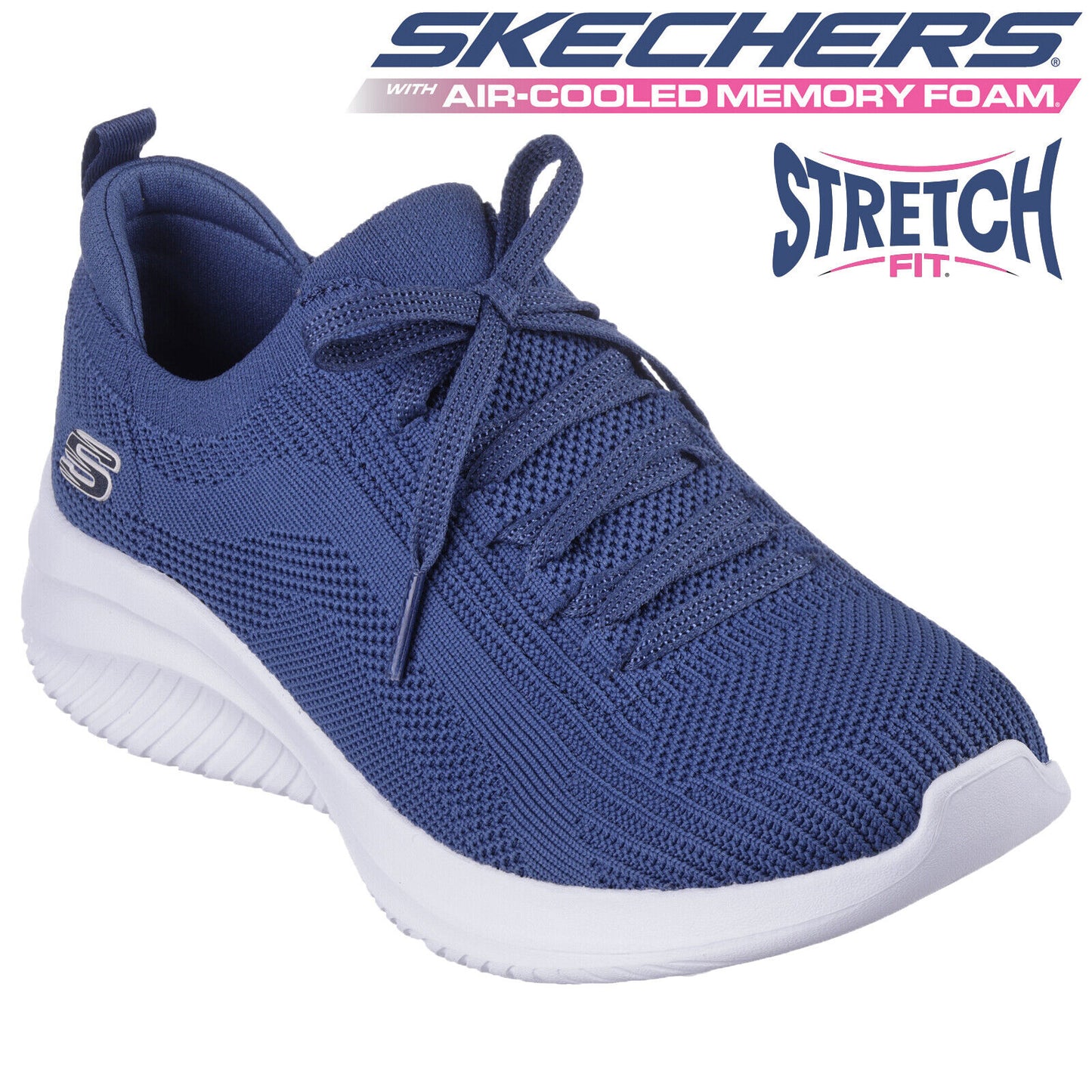 Skechers Ladies Ultra Flex 3.0 Big Plan Navy Vegan Slip On Trainers Shoes