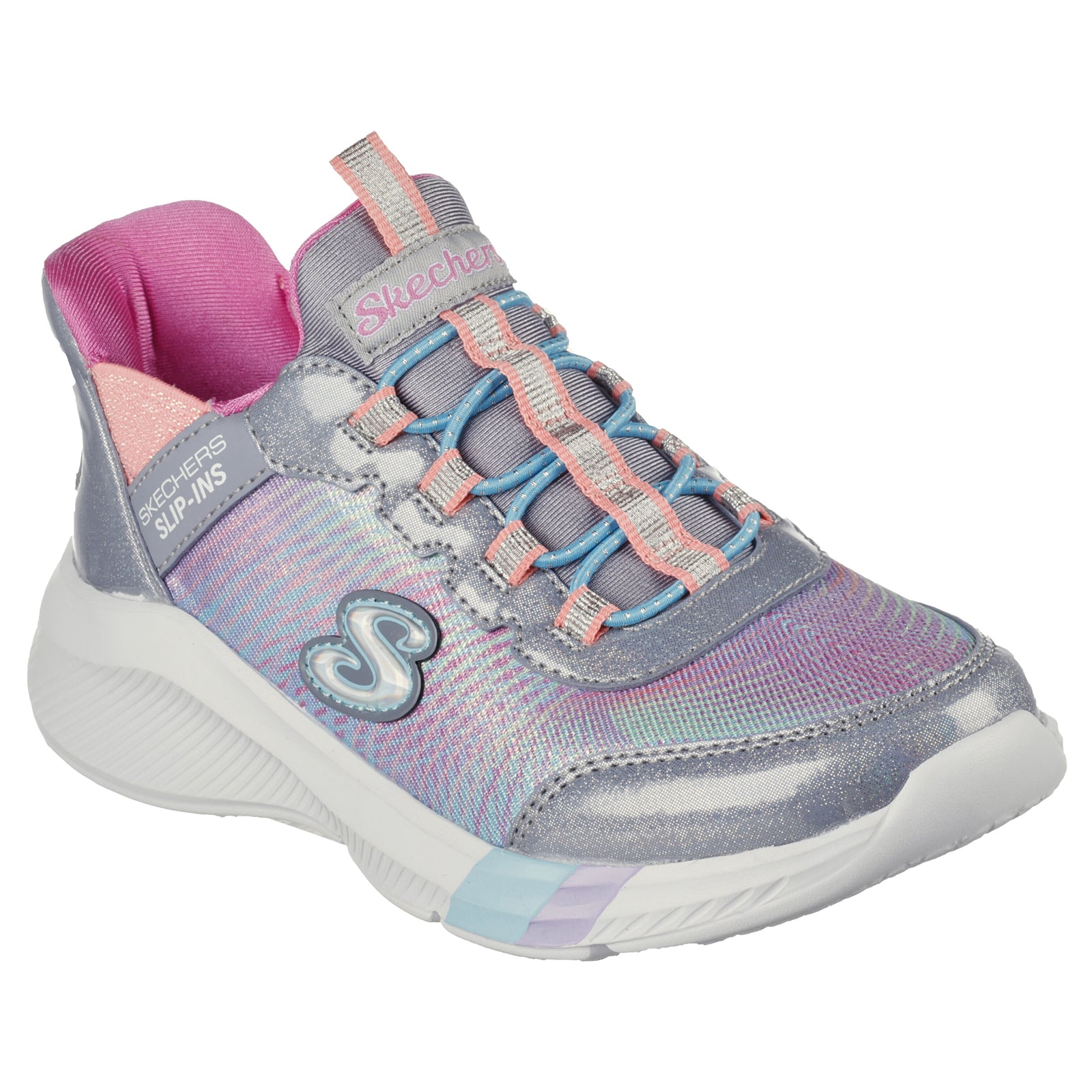 Skechers Kids Dreamy Lites Colorfull Prism Grey Mint Slip In Trainers Hirst Footwear