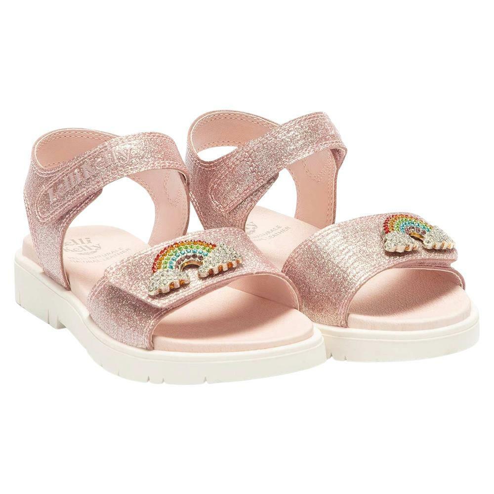 Lelli Kelly LK2070 (AC01) Brite Pink Rainbow Diamante Adjustable Strap Sandals
