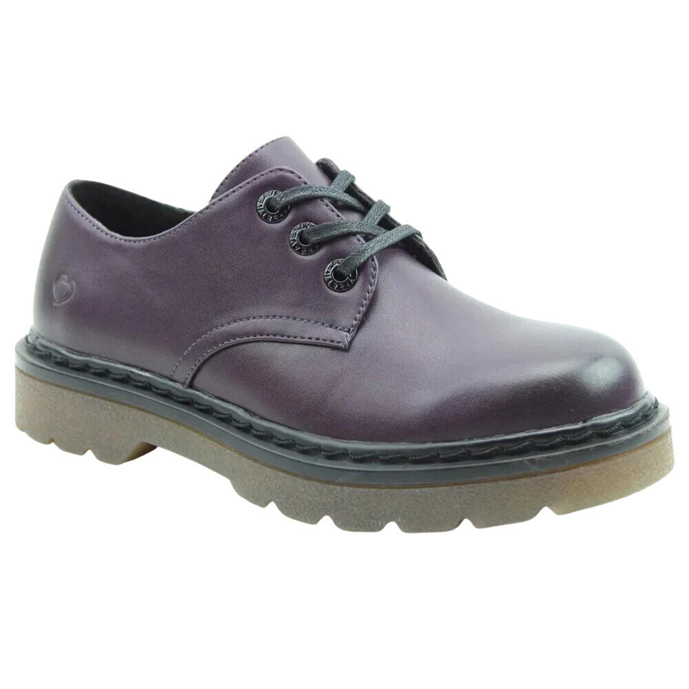 Heavenly Feet Liberty Purple Faux Leather Vegan Lace Up 3 Eyelet Shoes