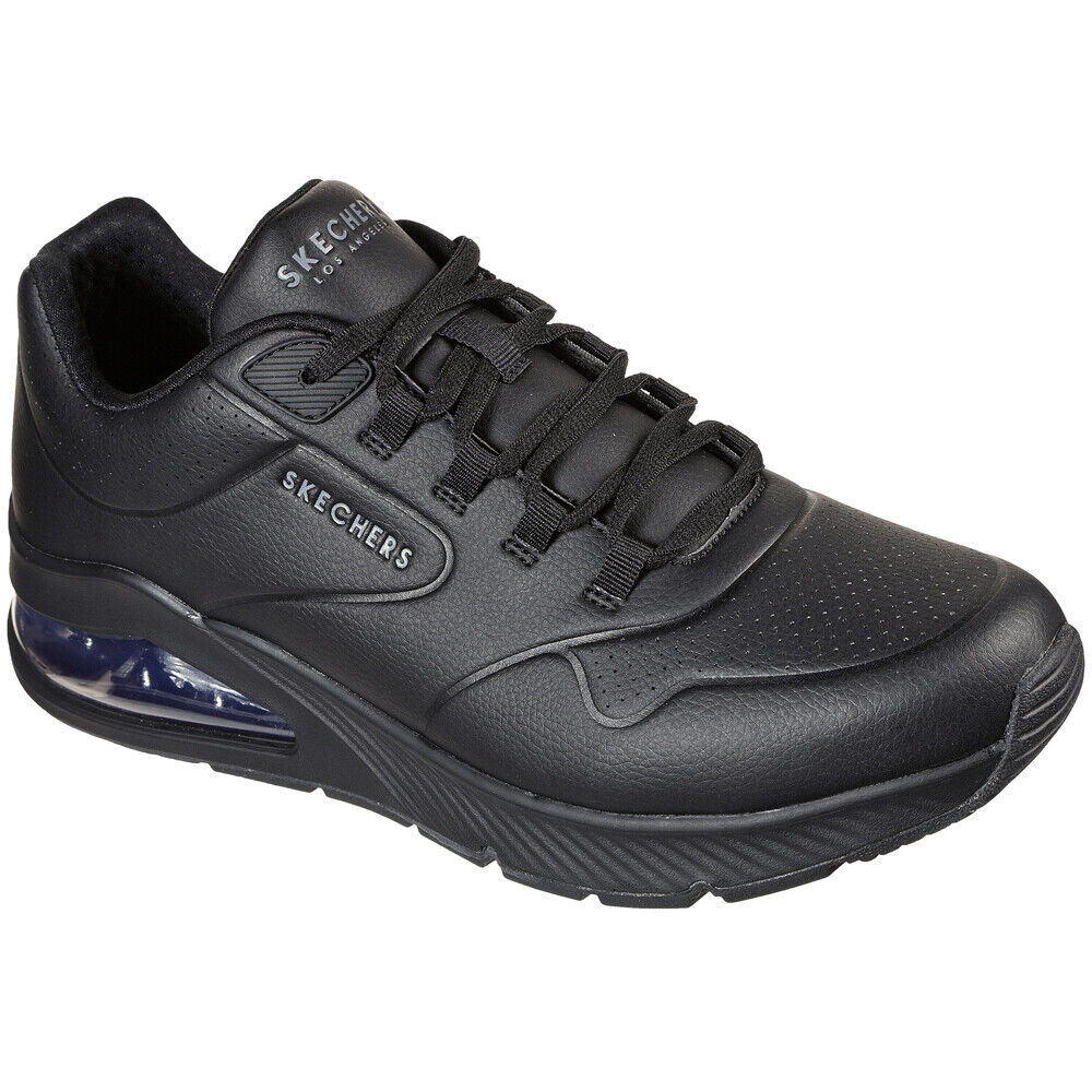 Skechers Mens Uno 2 Black Leather Trainers Shoes 232181/BBK