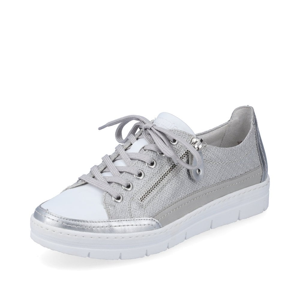 Remonte D5826 90 Silver Lace or Side Zip Leather Casual Shoes