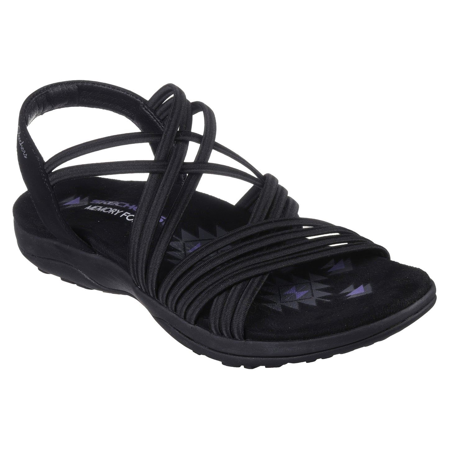 Skechers Womens Reggae Slim Sunnyside Black Strappy Vegan Sandals