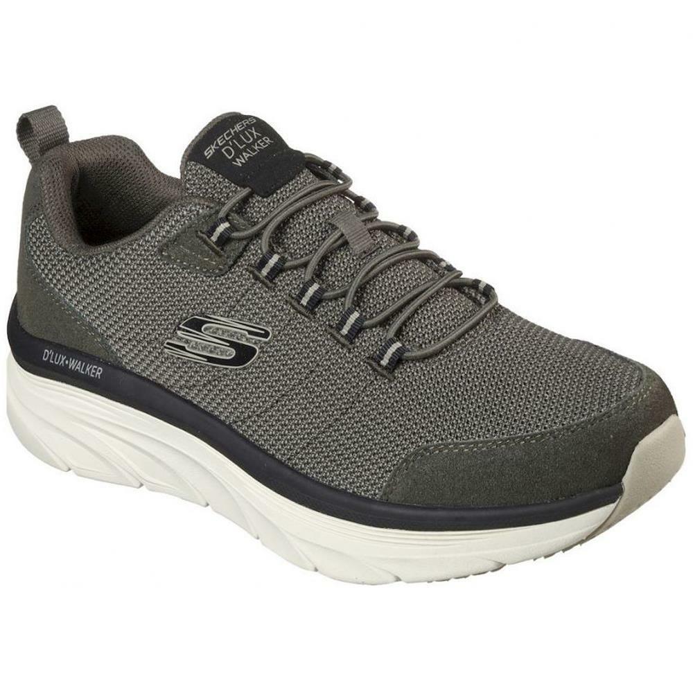Skechers Mens D’Lux Walker Bersaga Olive Memory Foam Shoes 232263/OLV