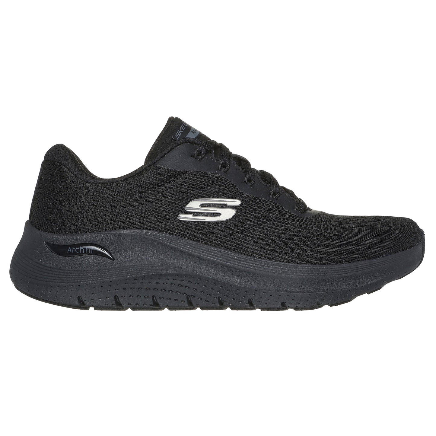 Skechers WomensArch Fit Big League Black Vegan Trainers Shoes