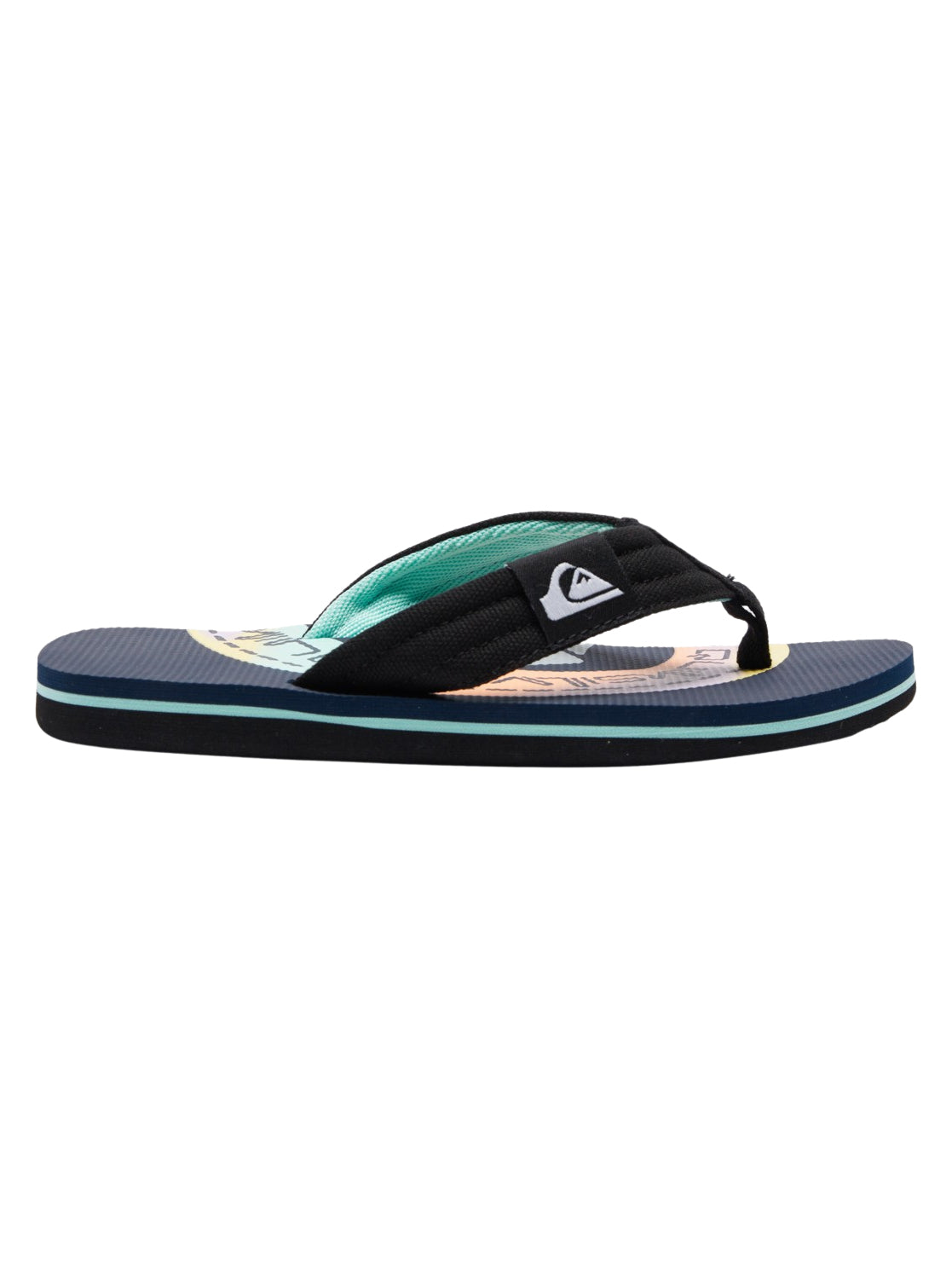 Quiksilver Boys Molokai Layback II Black Tropical Toe Post Flip Flops Sandals