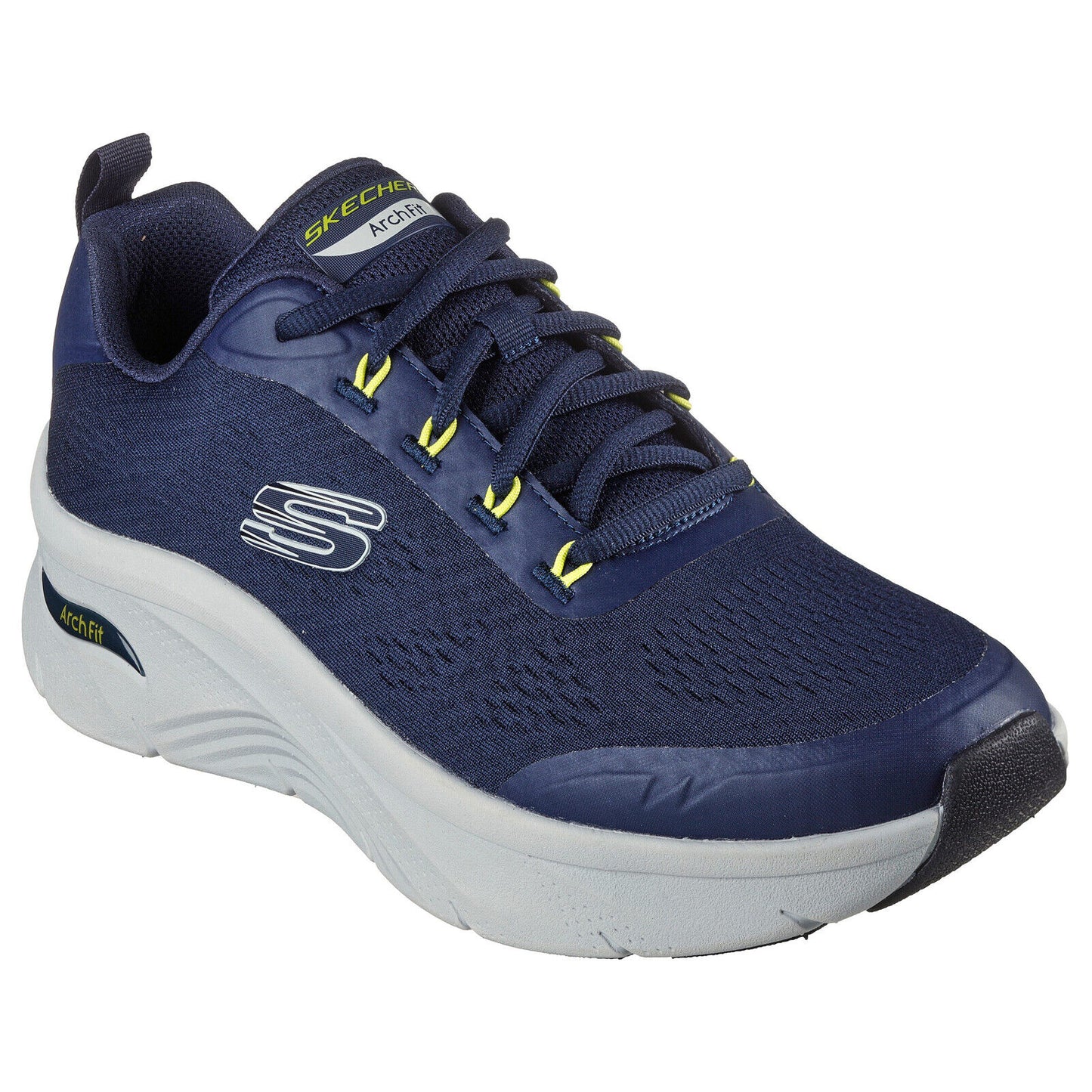 Skechers Mens Arch Fit D’Lux Sumner Navy/Lime Vegan Trainers