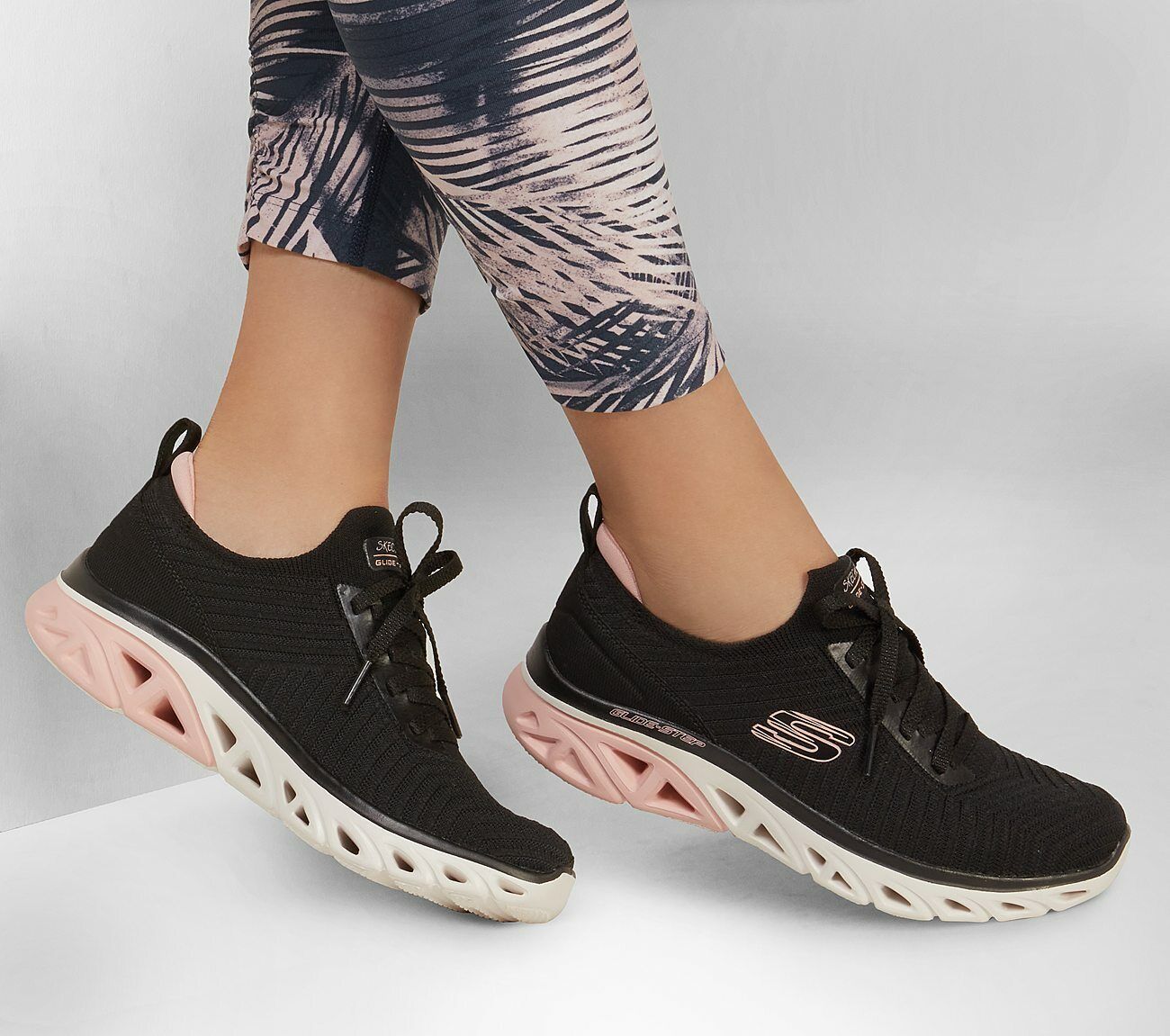 Skechers Ladies Glide Step Sport Level Up Black Trainers Vegan Shoes 149553/BKBK