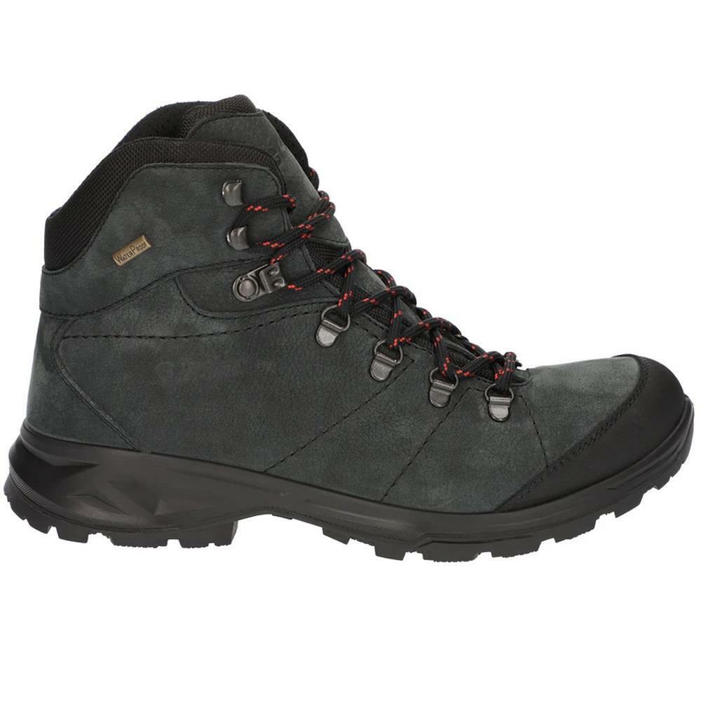 Hi-Tec Mens Ortler Mid Waterproof Dark Charcoal Leather Walking Boots