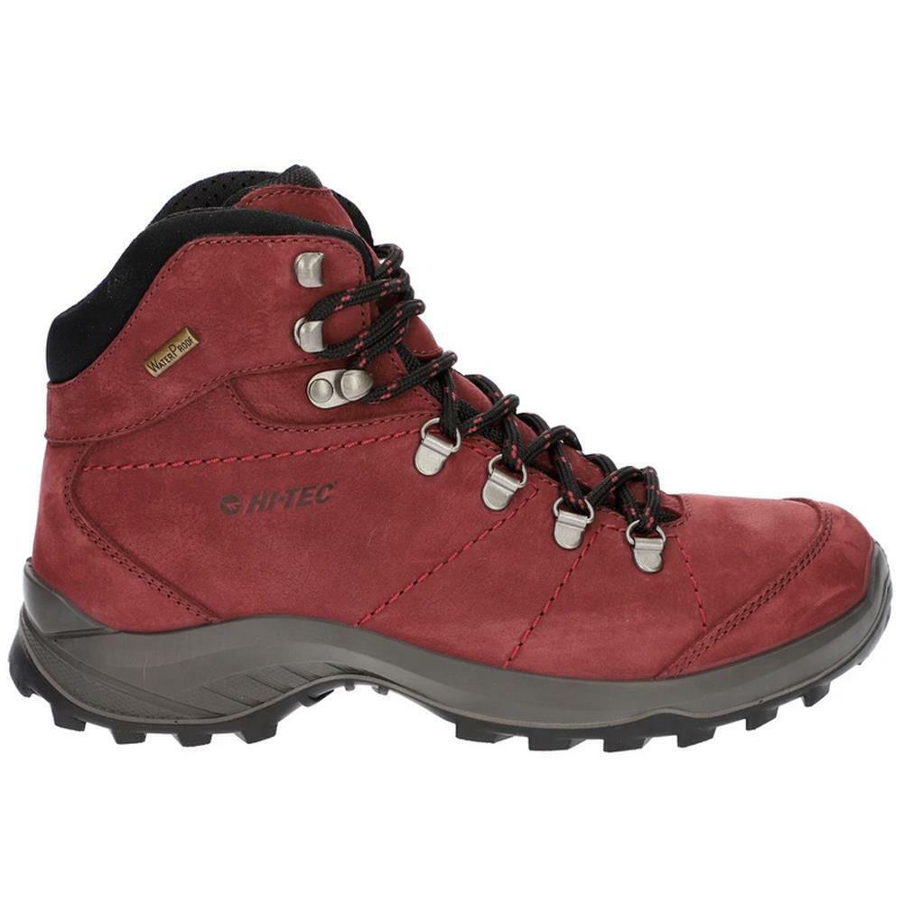 Hi-Tec Ladies Ortler Mid Waterproof Plum Leather Walking Boots