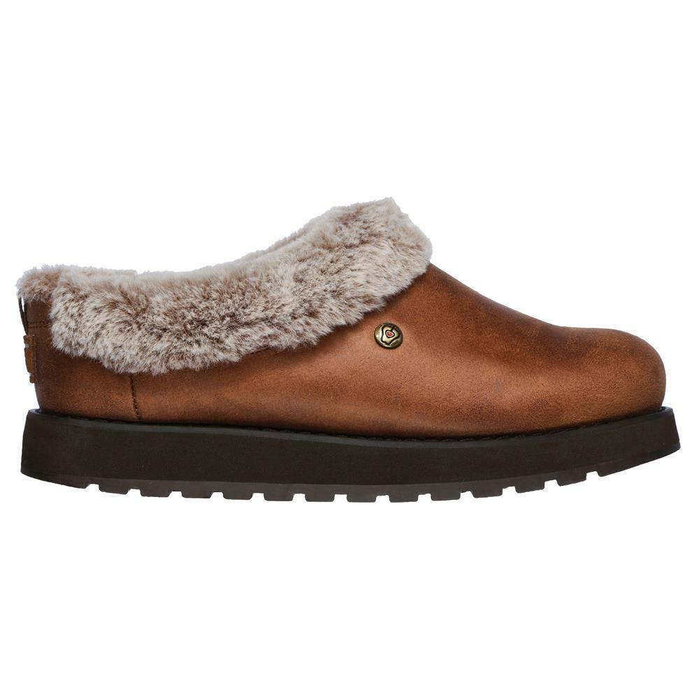 Ladies Skechers Keepsakes REM Brown Memory Foam Faux Fur Slippers 31214/BRN