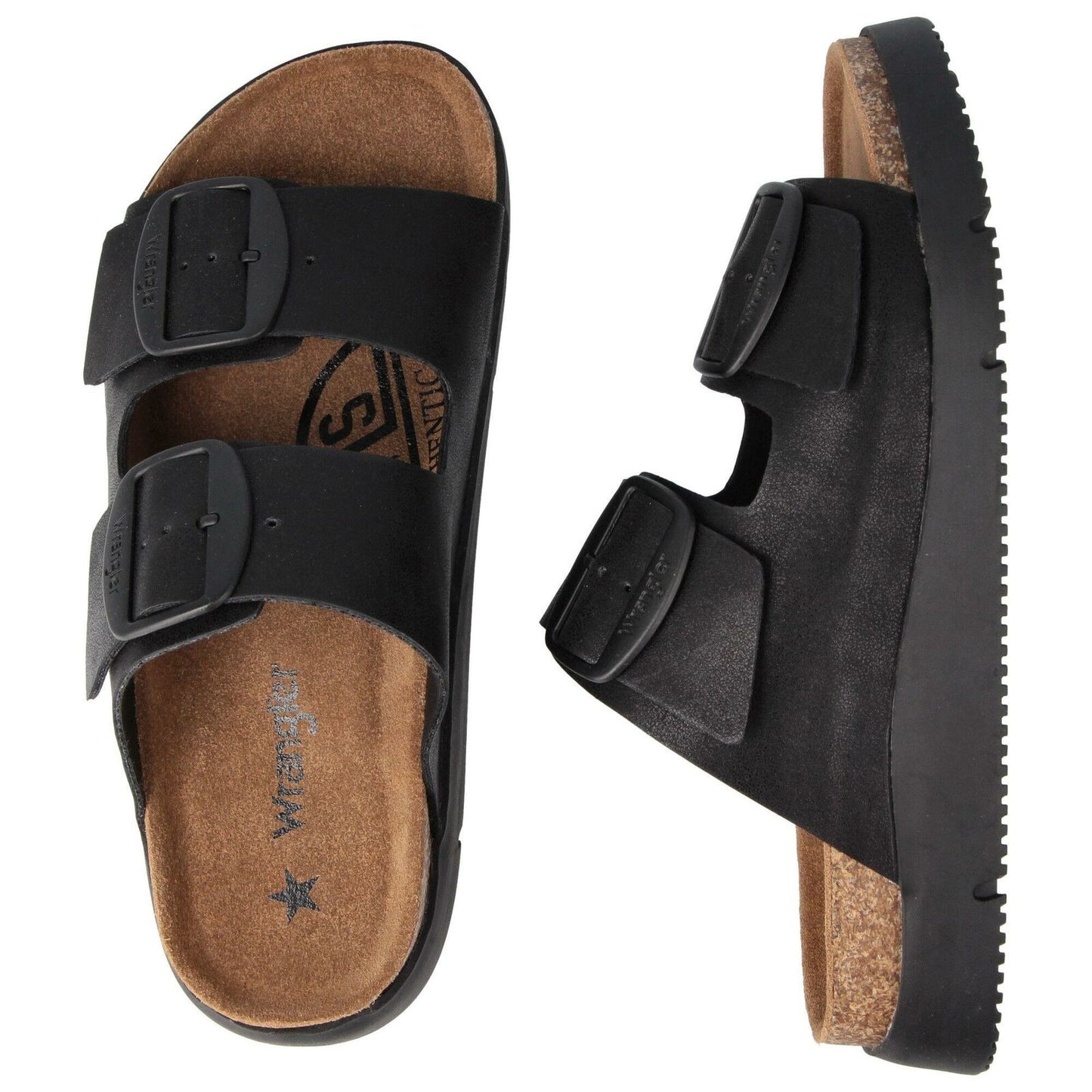 Wrangler Ladies Ranch Black Two Strap Adjustable Sandals WL21710A
