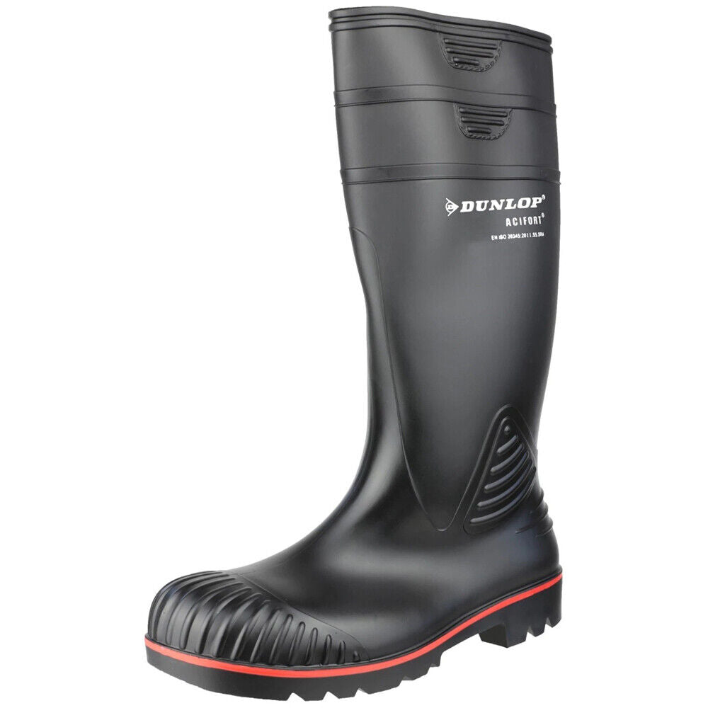 Dunlop Mens Acifort Steel Toe Safety Wellies PVC Black W138A