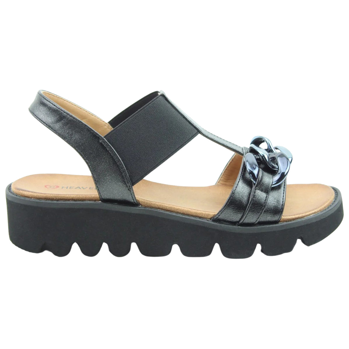 Heavenly Feet Womens Lulu Black Platform Vegan Sandals