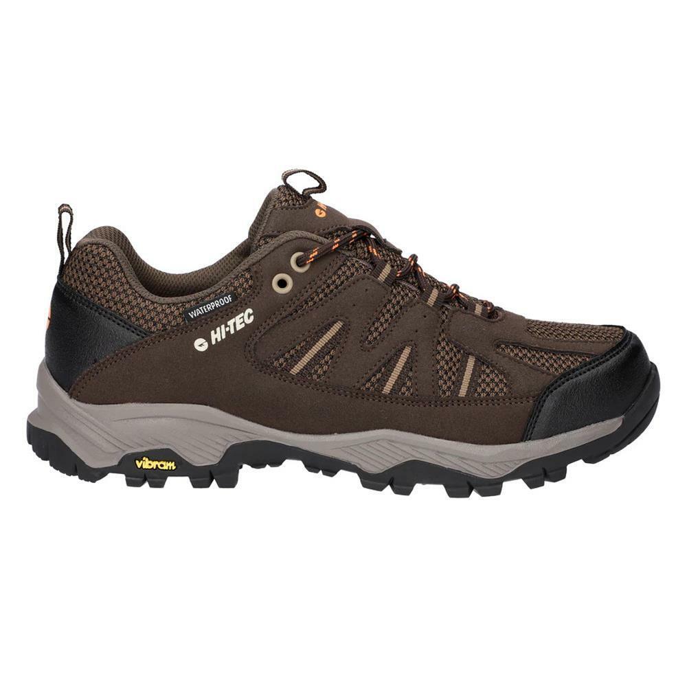 Hi-Tec Mens Alpha Pro Vent Low Waterproof Dk Brown Orange Walking Shoes