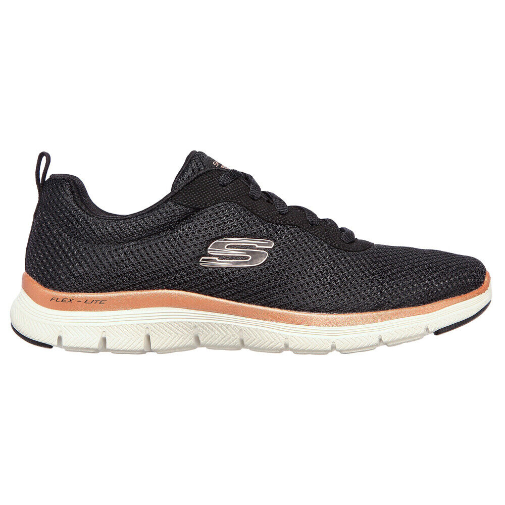 Skechers Flex Appeal 4.0 Brilliant View Black/Rose Gold Trainer Shoes 149303BKRG