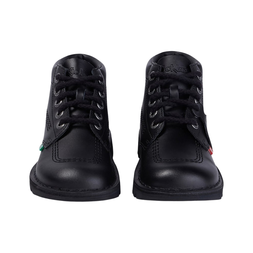 Boys Girls Kids Kickers Kick Hi Black Leather Lace School Shoes Boots KF0000409