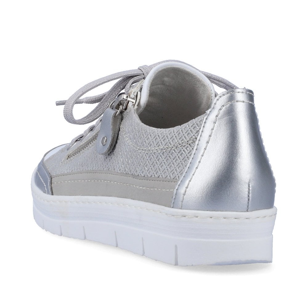 Remonte D5826-90 Silver Lace or Side Zip Leather Casual Shoes