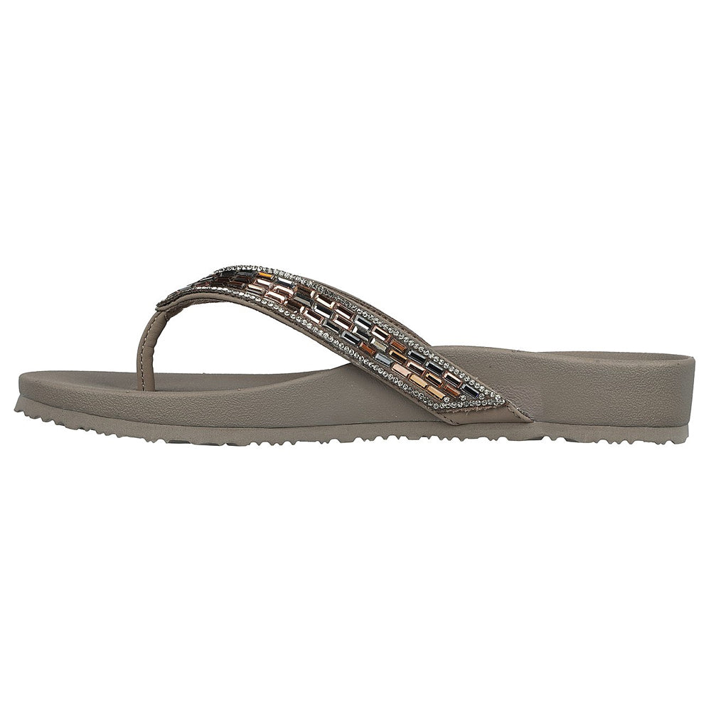 Skechers Womens Arch Fit Meditation Glam Gal Taupe Vegan Flop Flops Sandals