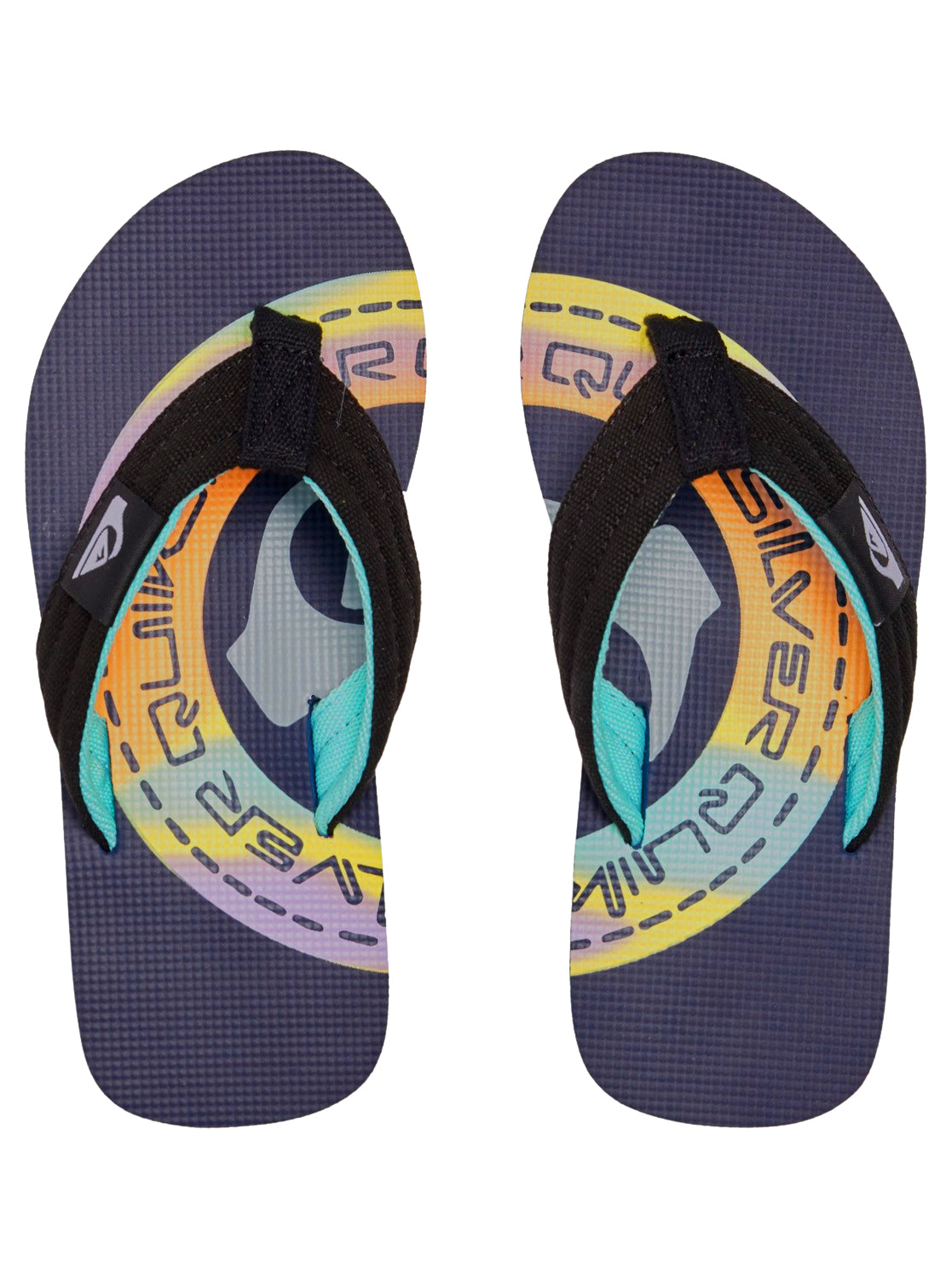 Quiksilver Boys Molokai Layback II Black Tropical Toe Post Flip Flops Sandals