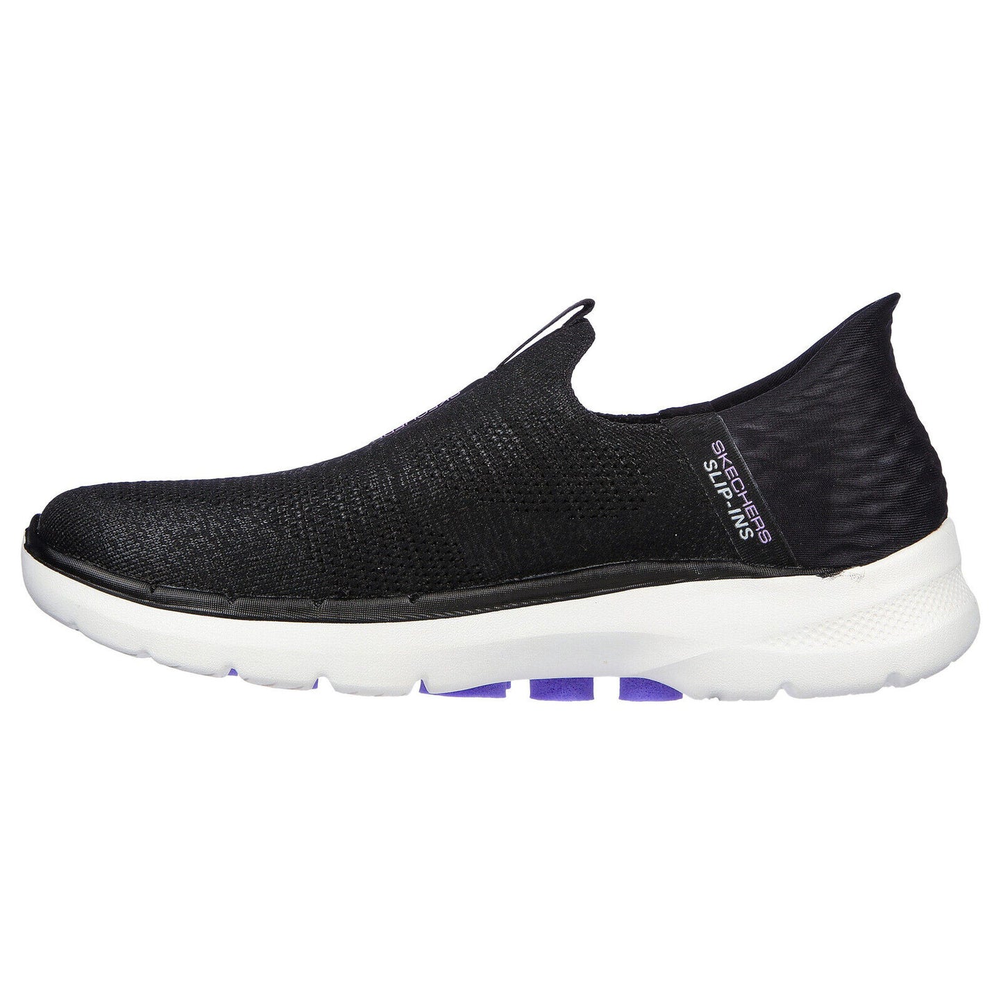 Skechers Womens Go Walk 6 Fabulous View Black/Lavender Lightweight Slip In Shoes