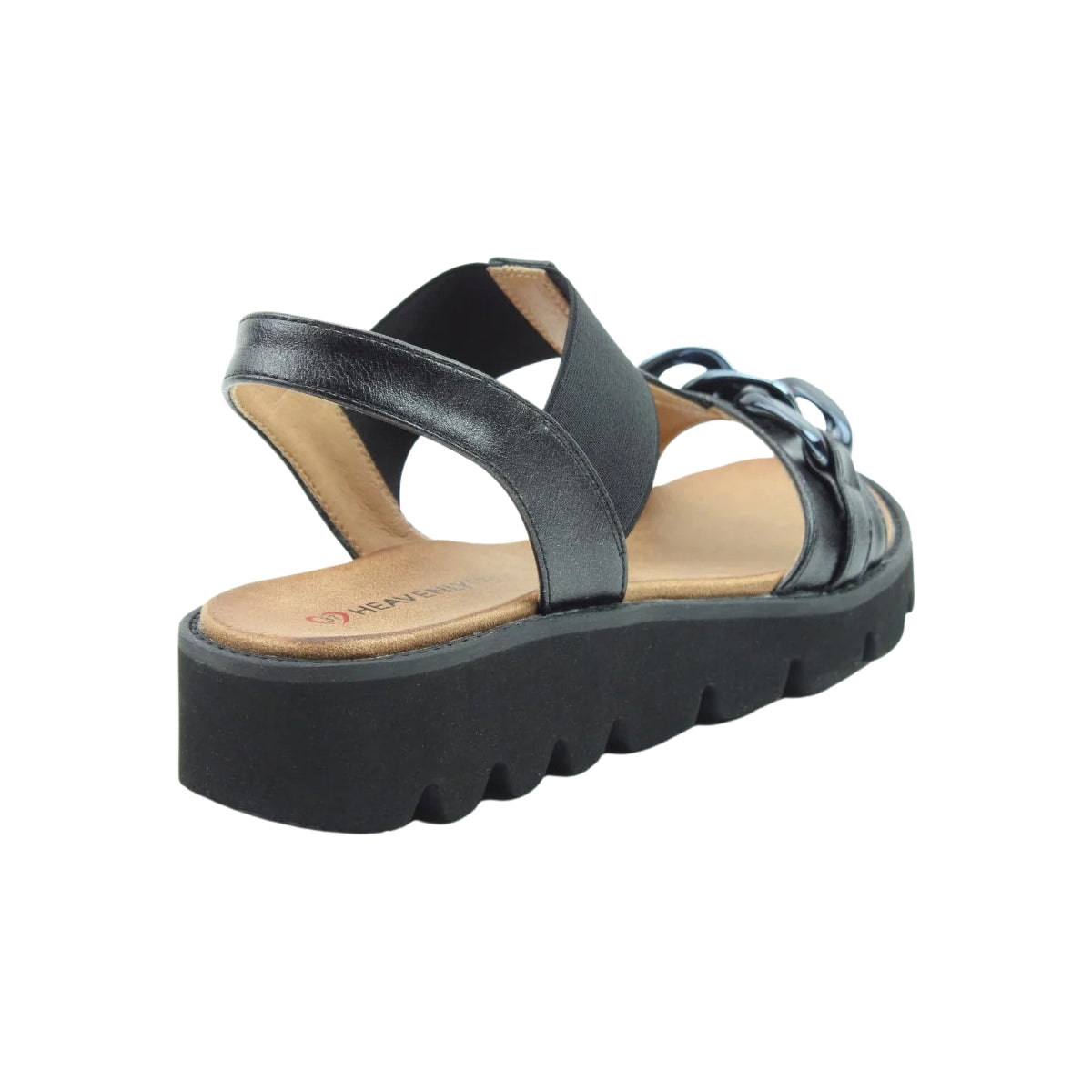 Heavenly Feet Womens Lulu Black Platform Vegan Sandals