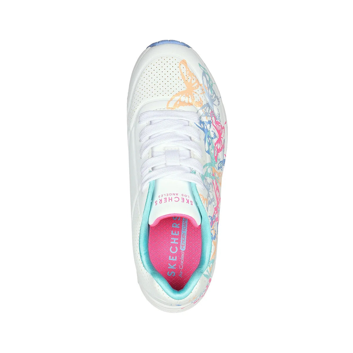 Skechers Kids Uno Gen 1 Butterfly Zooms White Multi Memory Foam Trainers Shoes
