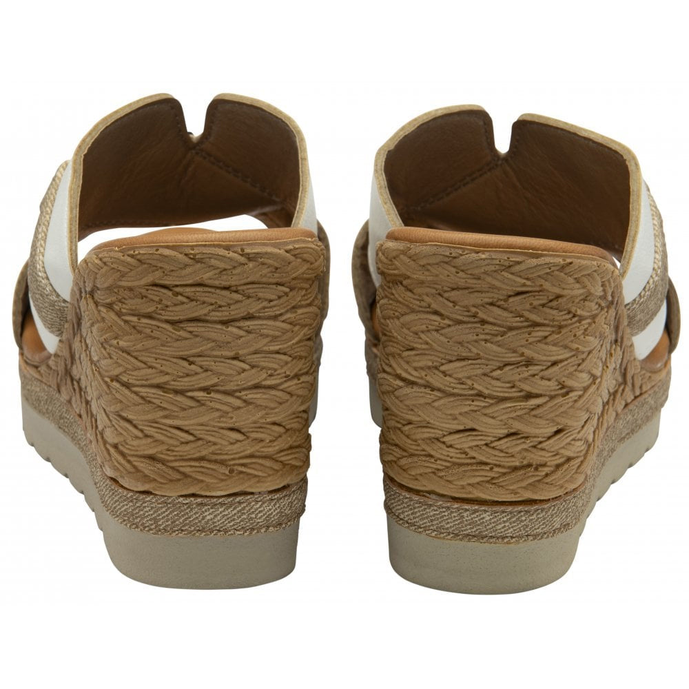 Lotus ULP371 Toscana White Wedge Mule Sandals