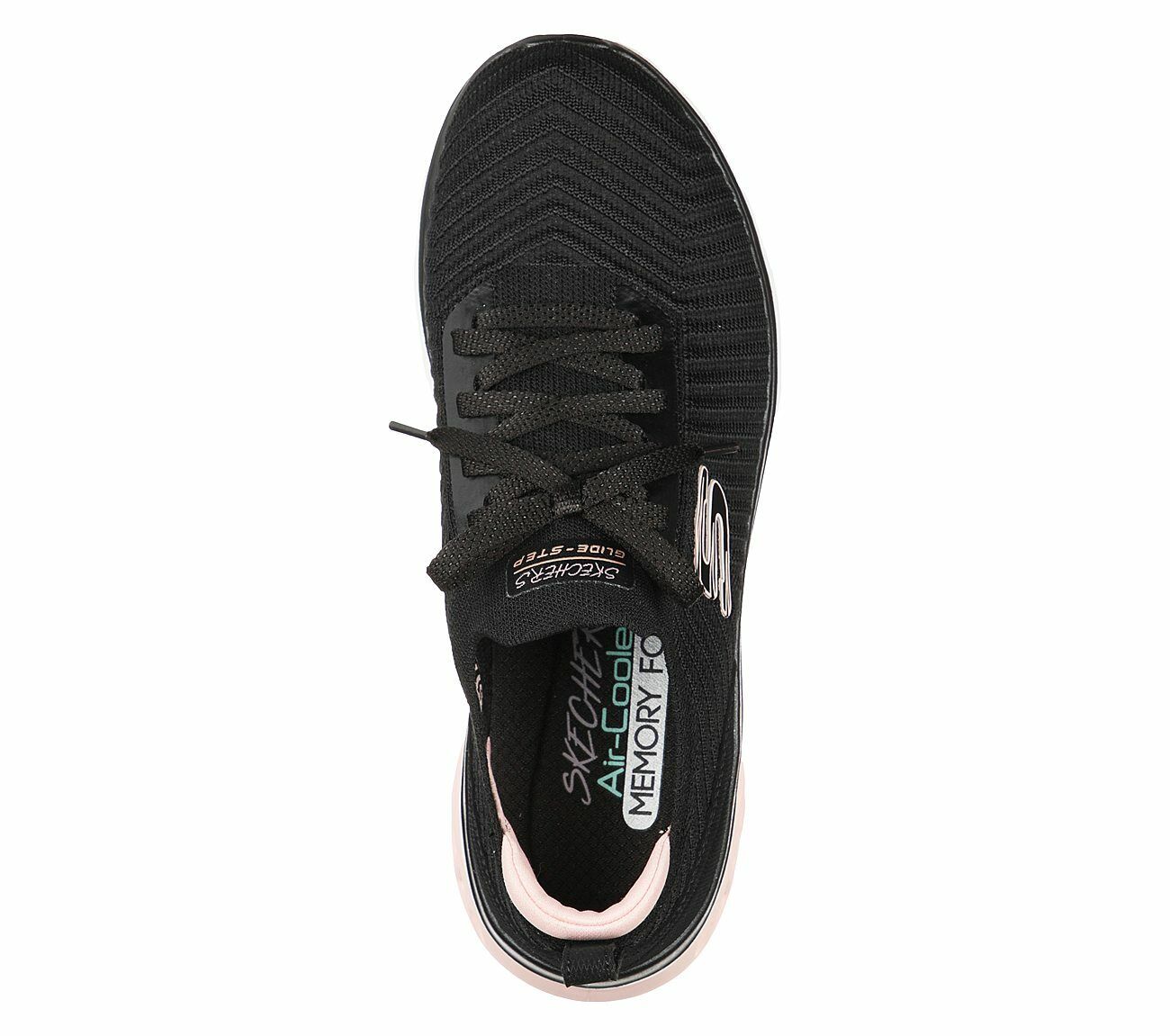 Skechers Ladies Glide Step Sport Level Up Black Trainers Vegan Shoes 149553/BKBK