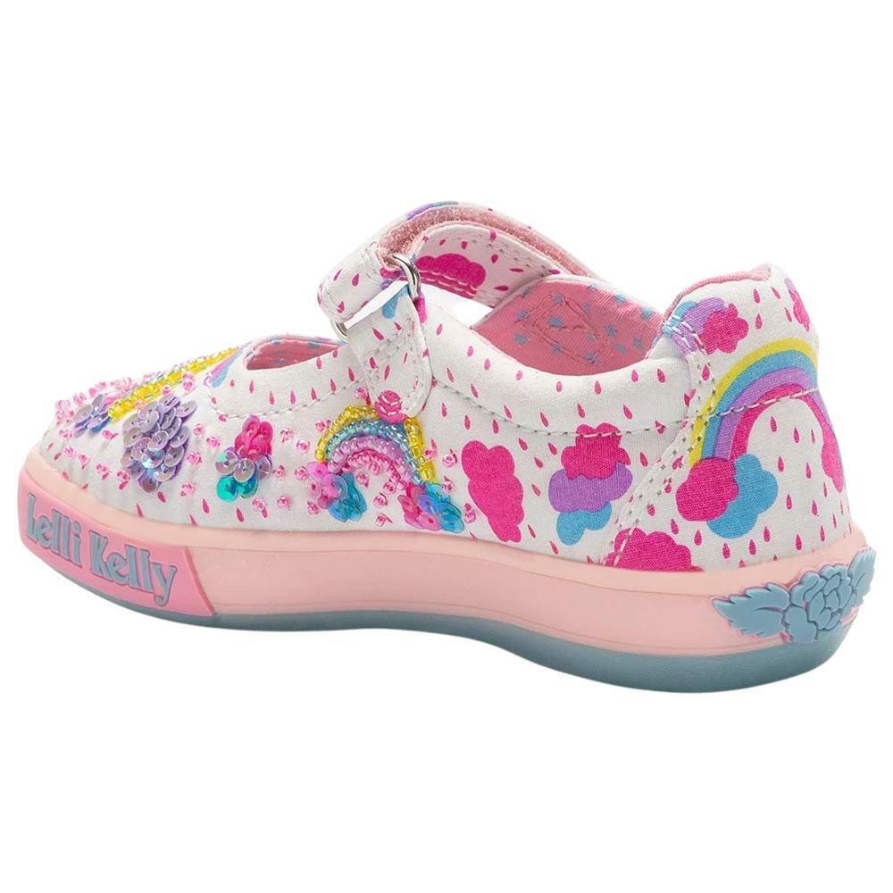 Lelli Kelly LK2031 (BA02) Allegra White Fantasy Multi Rainbow Canvas Shoes