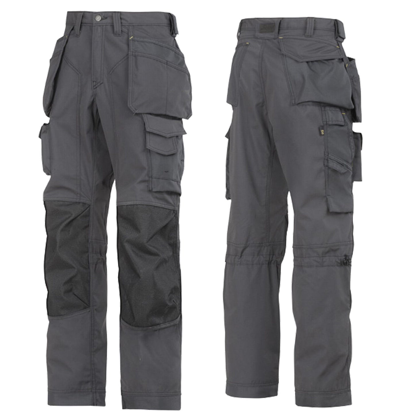 Snickers Workwear Floorlayer, Rip Stop Holster Pocket Trousers Black & Grey 3223