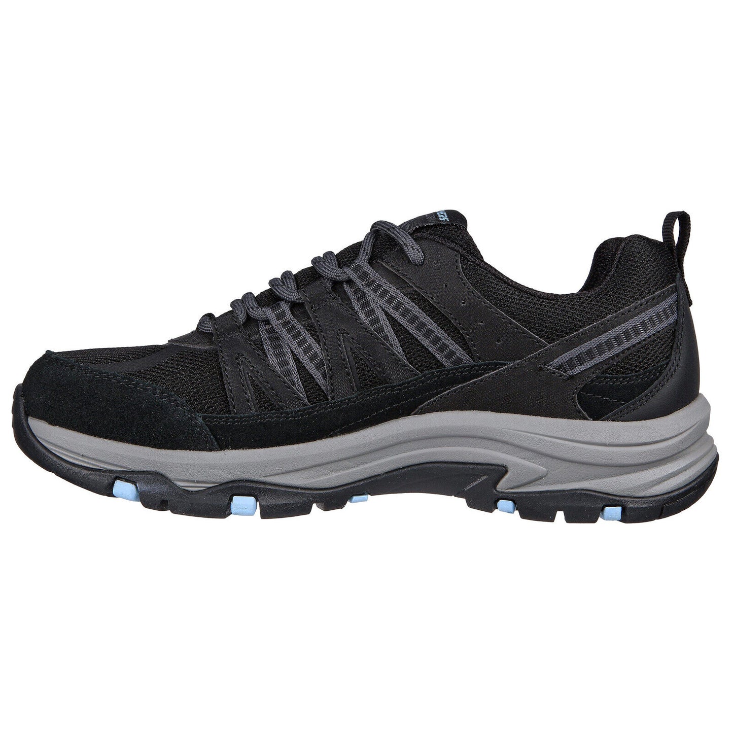 Skechers Ladies Trego Lookout Point Black/Blue Waterproof Walking Shoes