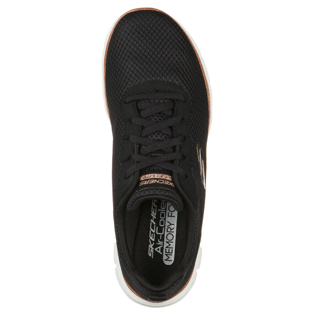 Skechers Flex Appeal 4.0 Brilliant View Black/Rose Gold Trainer Shoes 149303BKRG