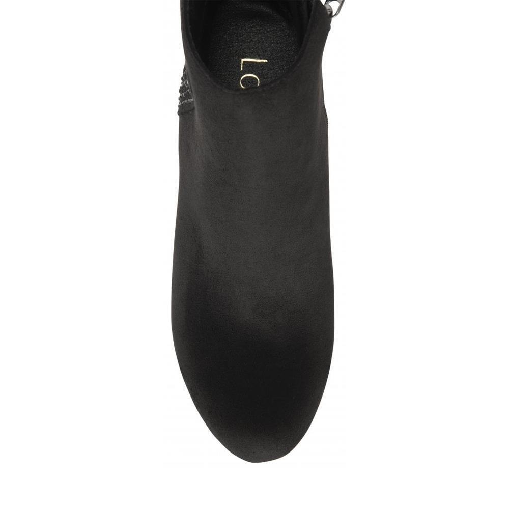 Lotus Emma Black/Diamante Side Zip Stiletto Heeled Ankle Shoes Boots