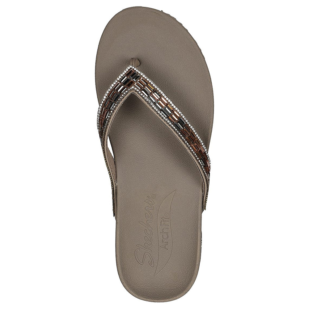 Skechers Womens Arch Fit Meditation Glam Gal Taupe Vegan Flop Flops Sandals