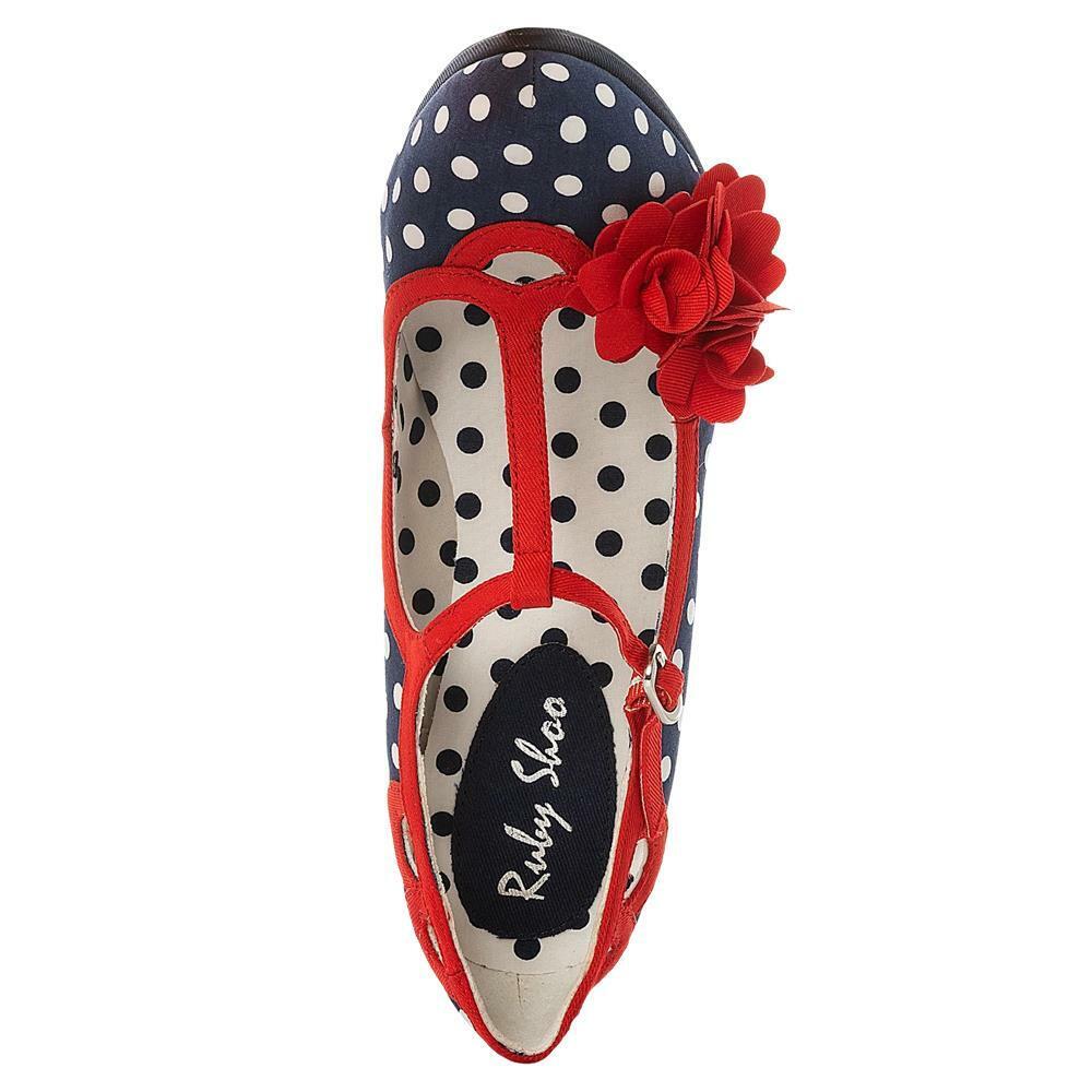 Ruby Shoo Valerie Navy White Polka Spots Vegan Shoes