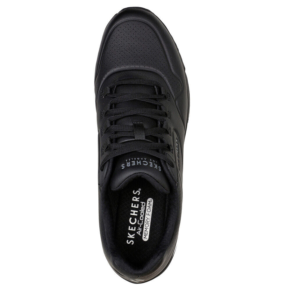 Skechers Mens Uno 2 Black Leather Trainers Shoes 232181/BBK