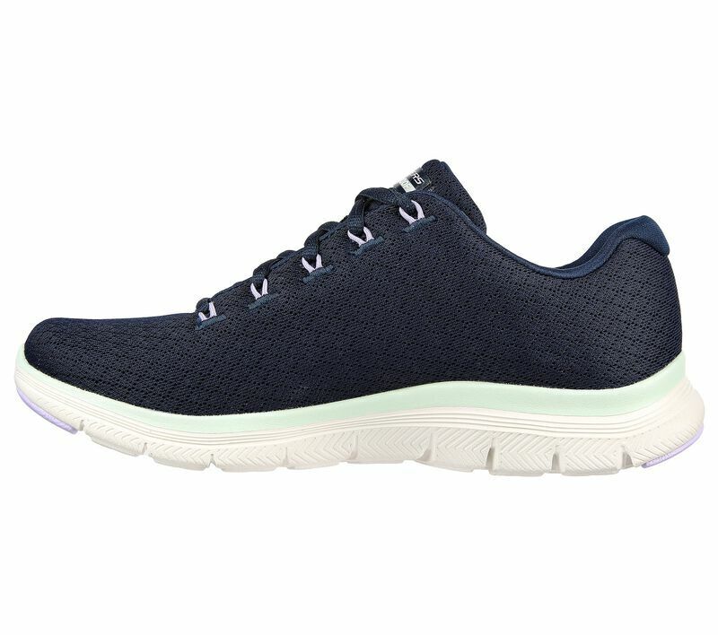 Skechers Ladies Flex Appeal 4.0 Coated Fidelity Navy/Aqua Shoes 149298/NVAQ