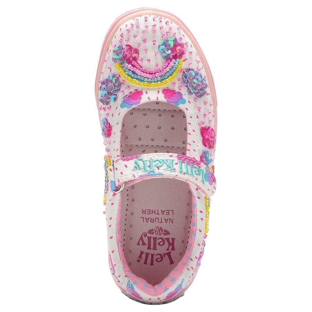 Lelli Kelly LK2031 (BA02) Allegra White Fantasy Multi Rainbow Canvas Shoes