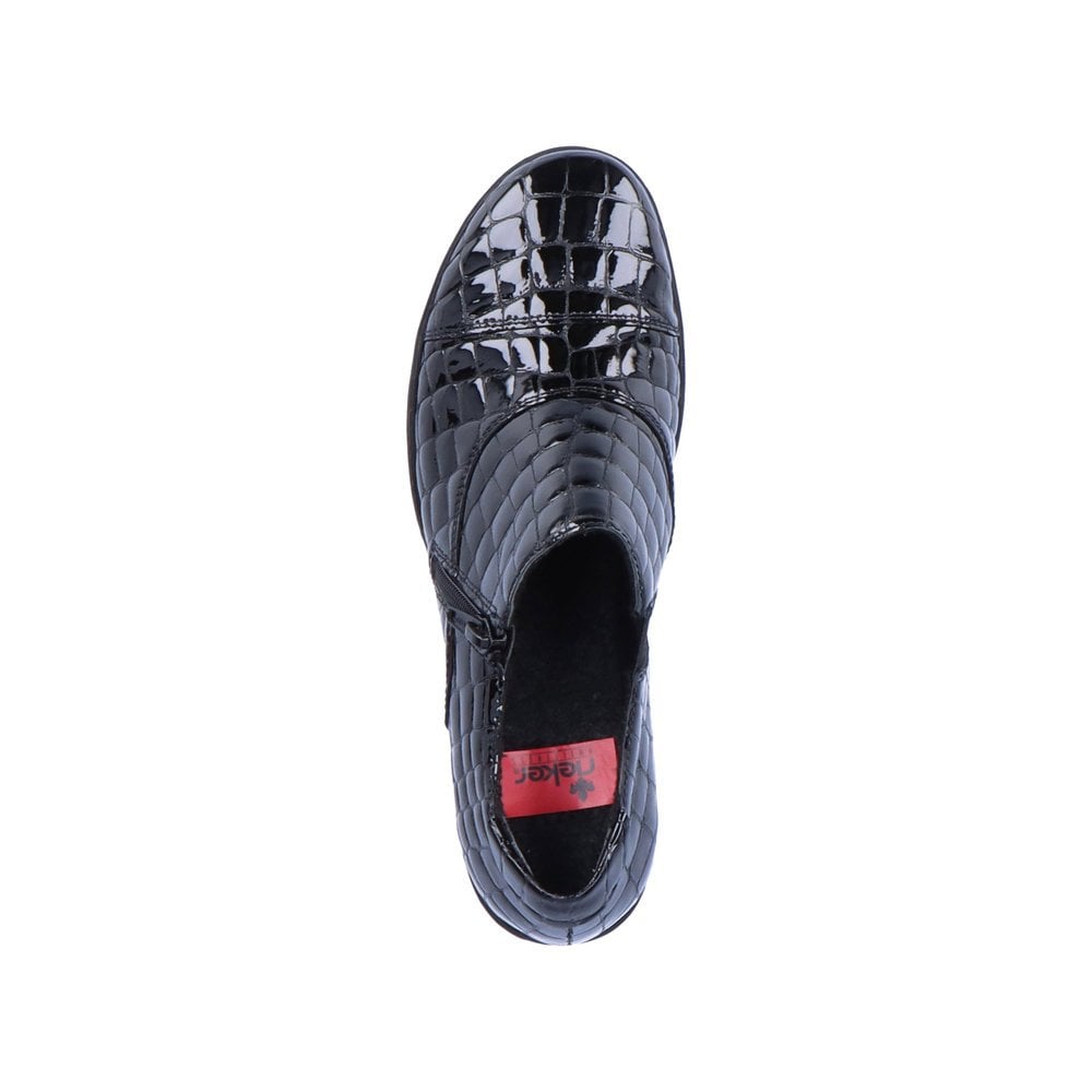 Rieker 57173-03 Black Croc Patent Trouser Shoes