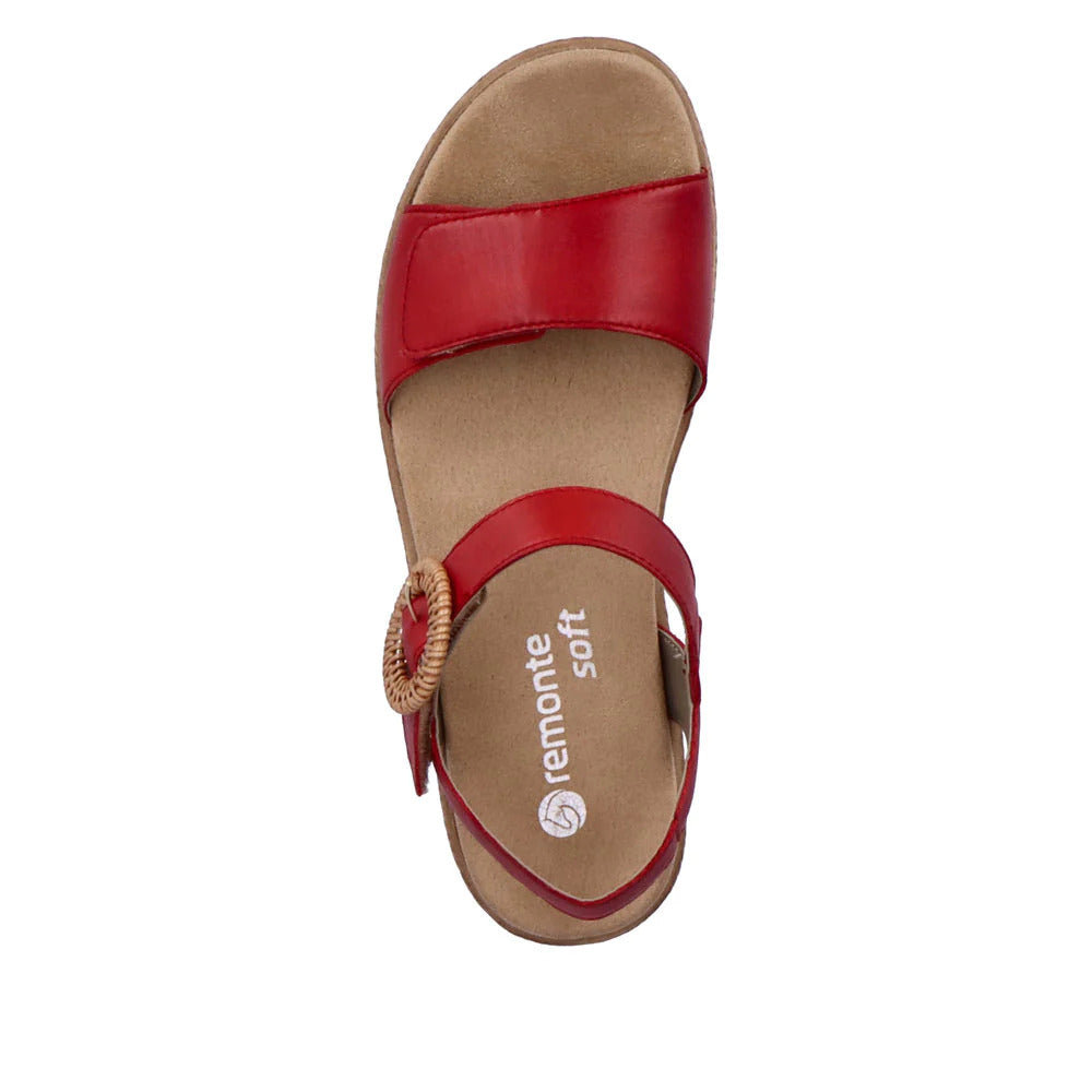 Remonte D0Q52-33 Red Leather Adjustable Slingback Sandals