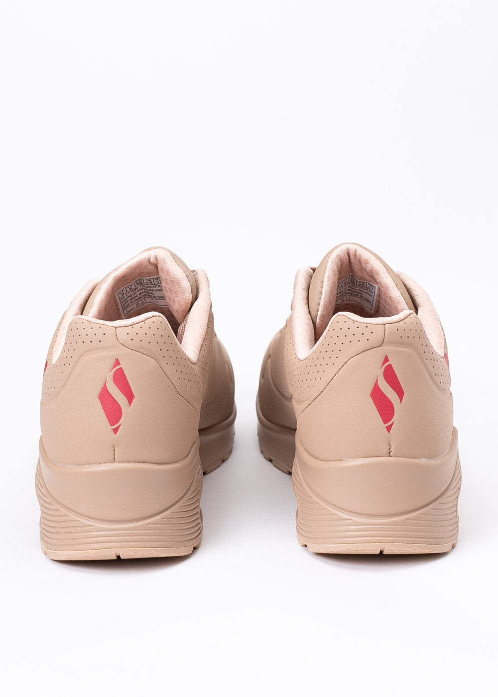 Skechers Womens Uno Dripping In Love Natural Red J Goldcrown Trainers